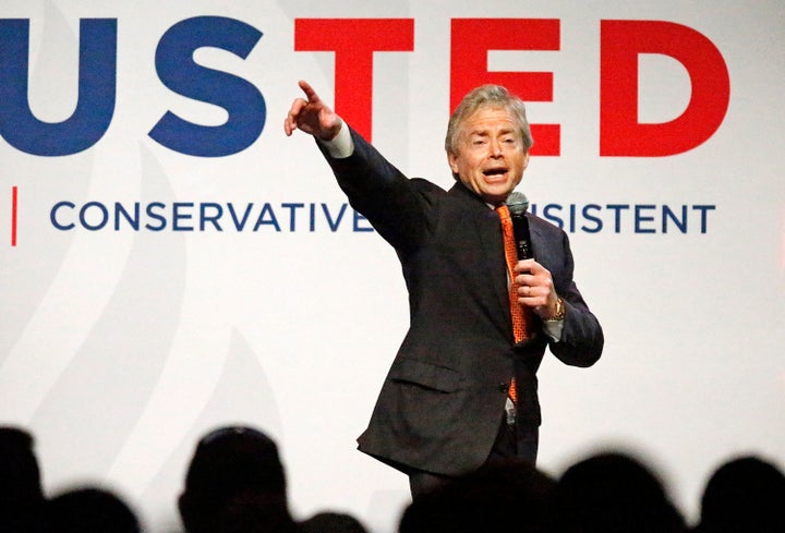 Texas gubernatorial candidate won't fire employee linked to white nationalists Don huffins speaks at a rally for 2016 republican presidential candidate senator ted cruz in dallas in 2016.