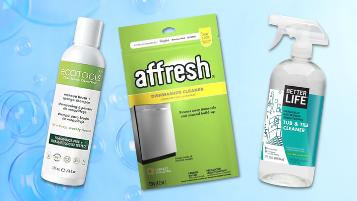<strong>Products shown: <a href="https://www.amazon.com/dp/B01BSB56OY?tag=kristenadaway-20&ascsubtag=61e8a334e4b01f707dac0f1a%2C-1%2C-1%2Cd%2C0%2C0%2Chp-fil-am%3D0%2C0%3A0%2C0%2C0%2C0" target="_blank" role="link" data-amazon-link="true" rel="sponsored" class=" js-entry-link cet-external-link" data-vars-item-name="EcoTools makeup cleaner for brushes" data-vars-item-type="text" data-vars-unit-name="61e8a334e4b01f707dac0f1a" data-vars-unit-type="buzz_body" data-vars-target-content-id="https://www.amazon.com/dp/B01BSB56OY?tag=kristenadaway-20&ascsubtag=61e8a334e4b01f707dac0f1a%2C-1%2C-1%2Cd%2C0%2C0%2Chp-fil-am%3D0%2C0%3A0%2C0%2C0%2C0" data-vars-target-content-type="url" data-vars-type="web_external_link" data-vars-subunit-name="article_body" data-vars-subunit-type="component" data-vars-position-in-subunit="0">EcoTools makeup cleaner for brushes</a>, <a href="https://www.amazon.com/Affresh-W10282479-Dishwasher-Cleaner-Pack/dp/B002R0DXQE?tag=kristenadaway-20&ascsubtag=61e8a334e4b01f707dac0f1a%2C-1%2C-1%2Cd%2C0%2C0%2Chp-fil-am%3D0%2C0%3A0%2C0%2C0%2C0" target="_blank" role="link" data-amazon-link="true" rel="sponsored" class=" js-entry-link cet-external-link" data-vars-item-name="Affresh dishwasher cleaner" data-vars-item-type="text" data-vars-unit-name="61e8a334e4b01f707dac0f1a" data-vars-unit-type="buzz_body" data-vars-target-content-id="https://www.amazon.com/Affresh-W10282479-Dishwasher-Cleaner-Pack/dp/B002R0DXQE?tag=kristenadaway-20&ascsubtag=61e8a334e4b01f707dac0f1a%2C-1%2C-1%2Cd%2C0%2C0%2Chp-fil-am%3D0%2C0%3A0%2C0%2C0%2C0" data-vars-target-content-type="url" data-vars-type="web_external_link" data-vars-subunit-name="article_body" data-vars-subunit-type="component" data-vars-position-in-subunit="1">Affresh dishwasher cleaner</a>, <a href="https://www.amazon.com/Better-Life-Natural-Cleaner-Eucalyptus/dp/B07L4H21T6?tag=kristenadaway-20&ascsubtag=61e8a334e4b01f707dac0f1a%2C-1%2C-1%2Cd%2C0%2C0%2Chp-fil-am%3D0%2C0%3A0%2C0%2C0%2C0" target="_blank" role="link" data-amazon-link="true" rel="sponsored" class=" js-entry-link cet-external-link" data-vars-item-name="Better Life natural tub and tile cleaner" data-vars-item-type="text" data-vars-unit-name="61e8a334e4b01f707dac0f1a" data-vars-unit-type="buzz_body" data-vars-target-content-id="https://www.amazon.com/Better-Life-Natural-Cleaner-Eucalyptus/dp/B07L4H21T6?tag=kristenadaway-20&ascsubtag=61e8a334e4b01f707dac0f1a%2C-1%2C-1%2Cd%2C0%2C0%2Chp-fil-am%3D0%2C0%3A0%2C0%2C0%2C0" data-vars-target-content-type="url" data-vars-type="web_external_link" data-vars-subunit-name="article_body" data-vars-subunit-type="component" data-vars-position-in-subunit="2">Better Life natural tub and tile cleaner</a></strong>