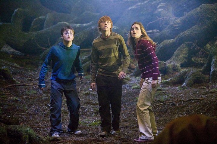 Rupert with Harry Potter co-stars Daniel Radcliffe and Emma Watson in The Order Of The Phoenix