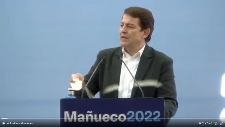 Mañueco, durante su discurso.