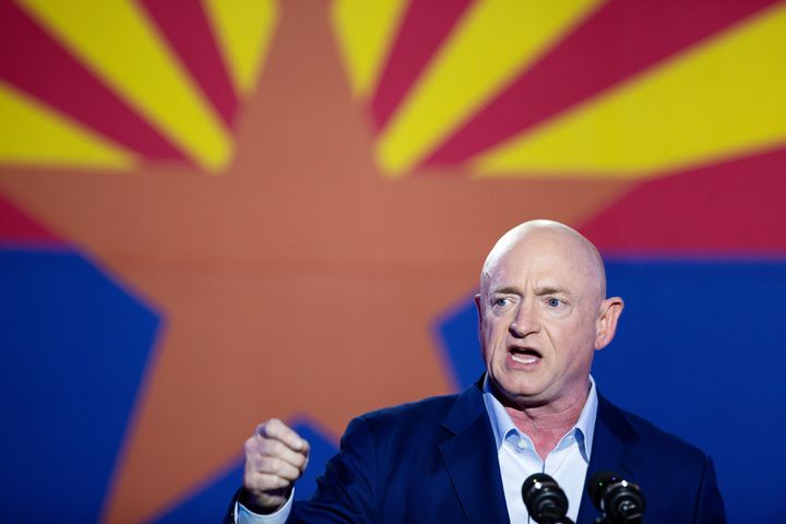 Then-U.S. Senate candidate Mark Kelly speaks to supporters on Nov. 3, 2020, in Tucson.