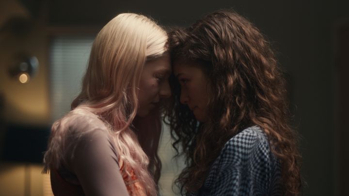 The focal point of "Euphoria" is the relationship between Jules Vaughn (Hunter Schafer) and Rue (Zendaya) as she navigates sobriety.