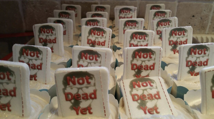 Josh’s cupcakes. When Penny sent the author this photo, she said it was funny that one tombstone was falling over.