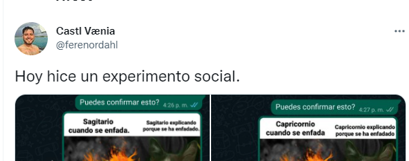 El tuit del joven Castl Venia.