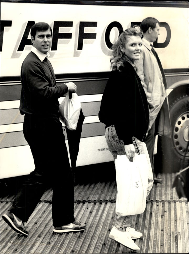 Prince Andrew And Fergie pictured at Alton Towers for It's A Royal Knockout in 1987