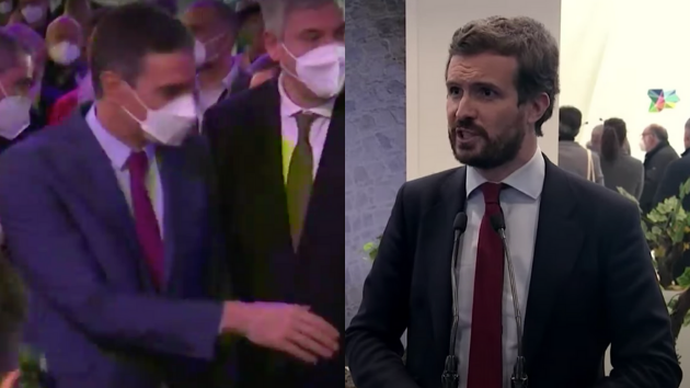 Pedro Sánchez y Pablo Casado en Fitur.