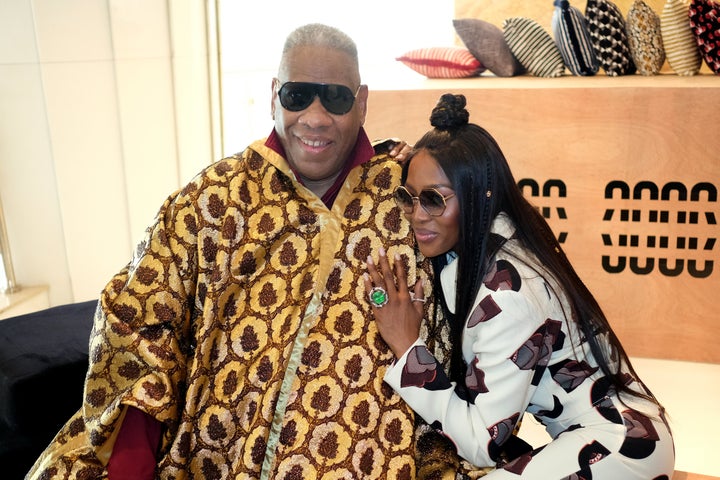 André Leon Talley and Naomi Campbell attend day two of Arise Fashion Week on April 20, 2019 in Lagos, Nigeria.