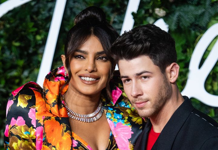 Priyanka Chopra and Nick Jonas attend Fashion Awards 2021 on Nov. 29, 2021 in London, England. 