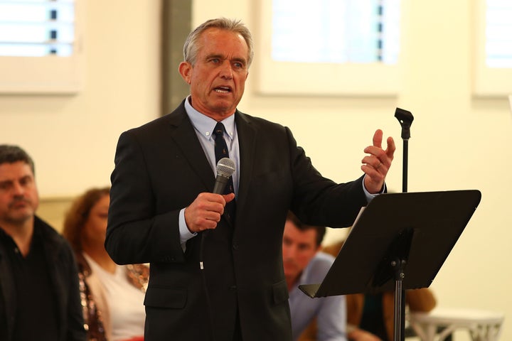 Robert F. Kennedy Jr. made bold claims regarding the usage of satellites and 5G technology during the Defeat The Mandates protest in Washington, DC on Sunday. (Photo by Joe Scarnici/Getty Images)