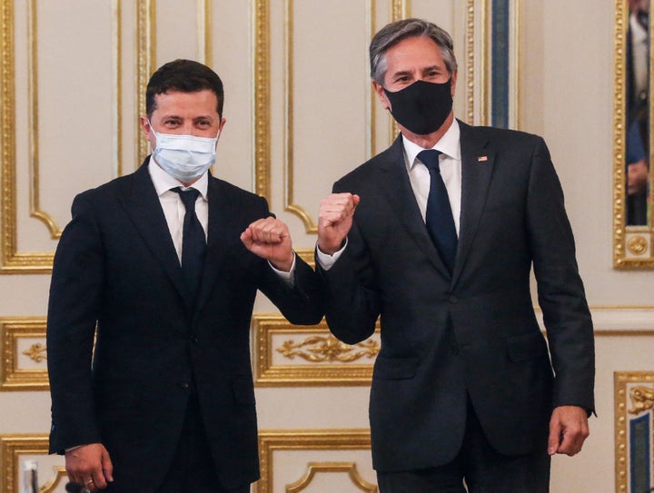 El secretario de Estado de EEUU, Antony Blinken, y el presidente de Ucrania, Vladimir Zelenski.