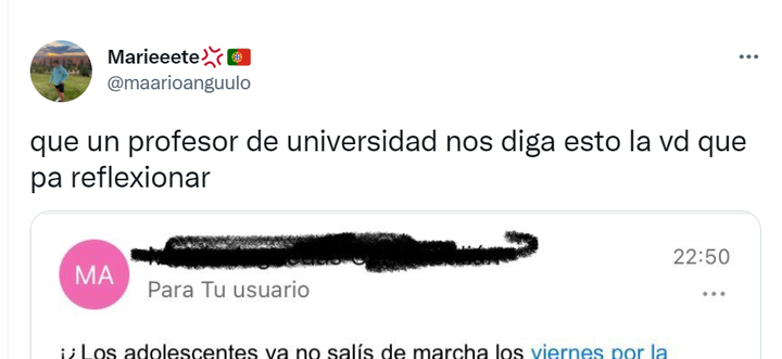 El intercambio de correos de un alumno con un profesor.