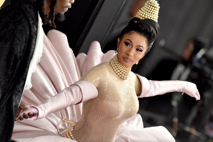 Cardi B wears a vintage Thierry Mugler design at the 2019 Grammy Awards.