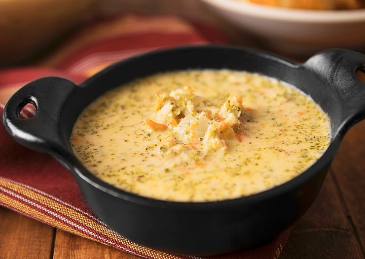 Broccoli and cheese soup with cheddar