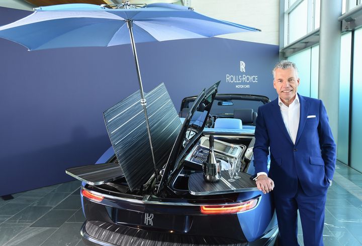 CHICHESTER, ENGLAND - MAY 27: Rolls-Royce CEO Torsten Muller-Otvos unveils the new coachbuilt Rolls-Royce Boat Tail on May 27, 2021, at the Home of Rolls-Royce in Goodwood, West Sussex, England. (Photo by Jeff Spicer/Getty Images for Rolls-Royce Motor Cars)