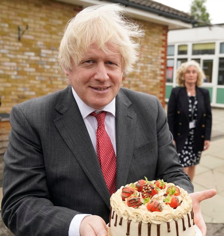 <strong>Boris Johnson on Facebook on June 19, 2020: "Thanks to the children and staff at Bovingdon Academy for the birthday wishes and cake!" The cake he was "ambushed" with is not pictured.</strong>