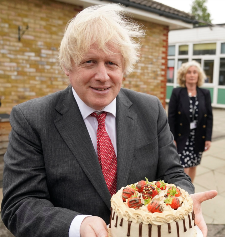 Boris Johnson on Facebook on June 19, 2020: "Thanks to the children and staff at Bovingdon Academy for the birthday wishes and cake!" The cake he was "ambushed" with is not pictured.