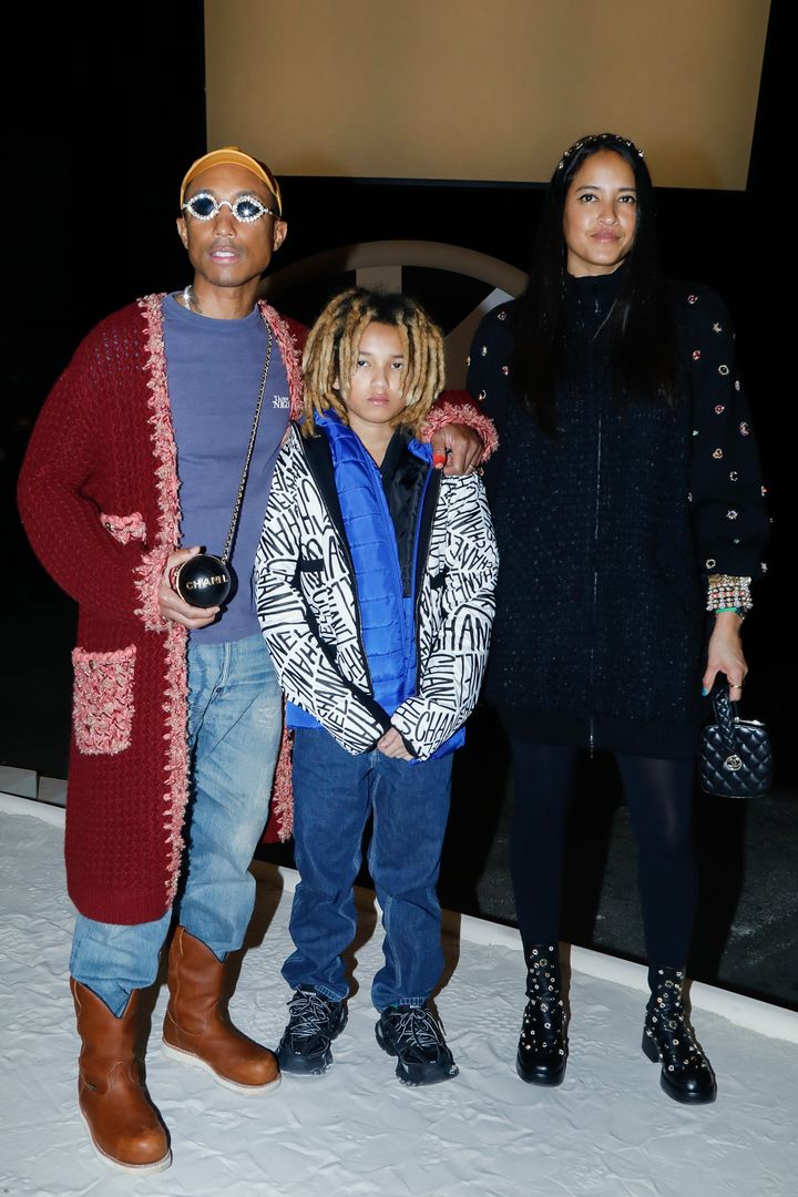 Pharrell Williams, Rocket Ayer Williams and Helen Williams at the show. 