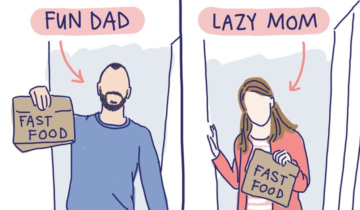 The different perceptions of parents who pick up fast food for dinner.