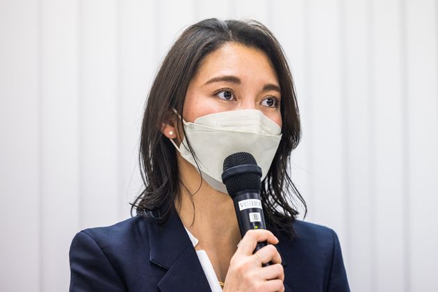 判決後、記者会見した伊藤詩織さん＝2022年1月25日撮影