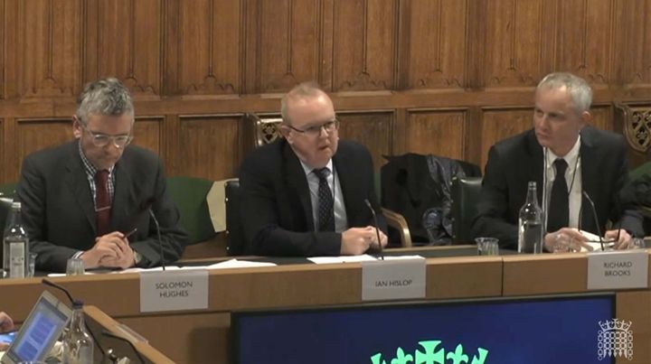 Solomon Hughes, Ian Hislop and Richard Brooks speaking at the hearing.