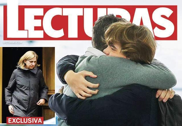 Iñaki Urdangarin abrazando a su hijo Miguel en la portada de 'Lecturas'.