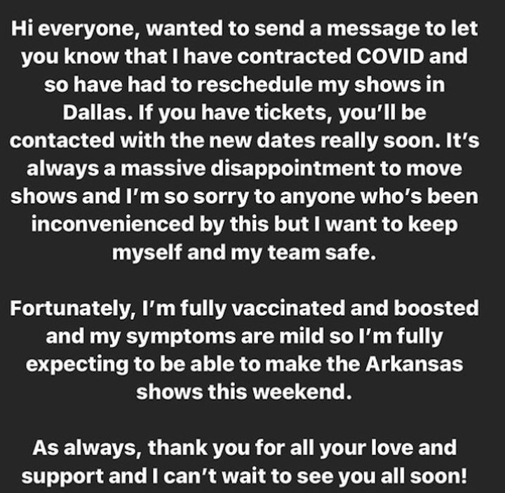 Sir Elton shared this message with fans on his Instagram story