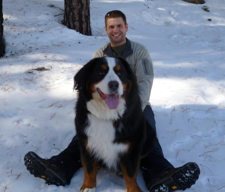 Danny, the author's husband, with Mathilda.