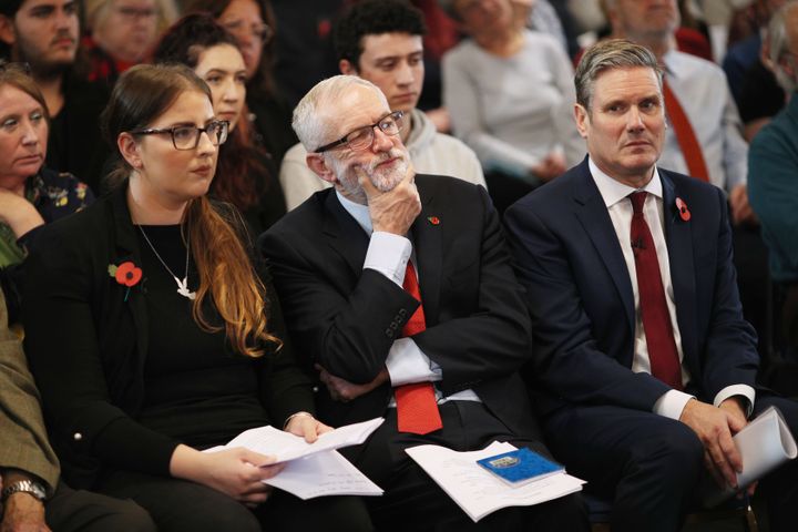 Laura Pidcock, Jeremy Corbyn and Keir Starmer in 2019.