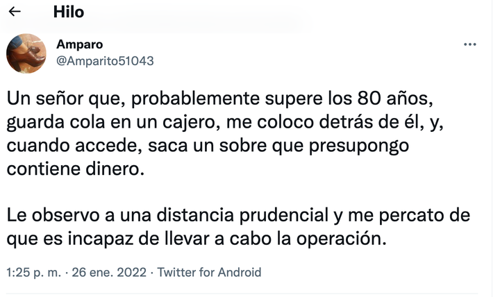 Hilo con una experiencia personal.