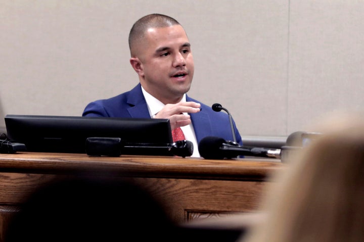 Former Rock Hill, South Carolina, police officer Jonathan Moreno testifies in court on Monday.