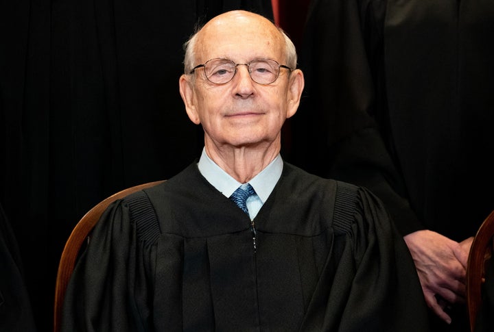 Associate Justice Stephen Breyer sits during a group photo of the Justices at the Supreme Court in Washington, DC on April 23, 2021. (Photo by ERIN SCHAFF/POOL/AFP via Getty Images)