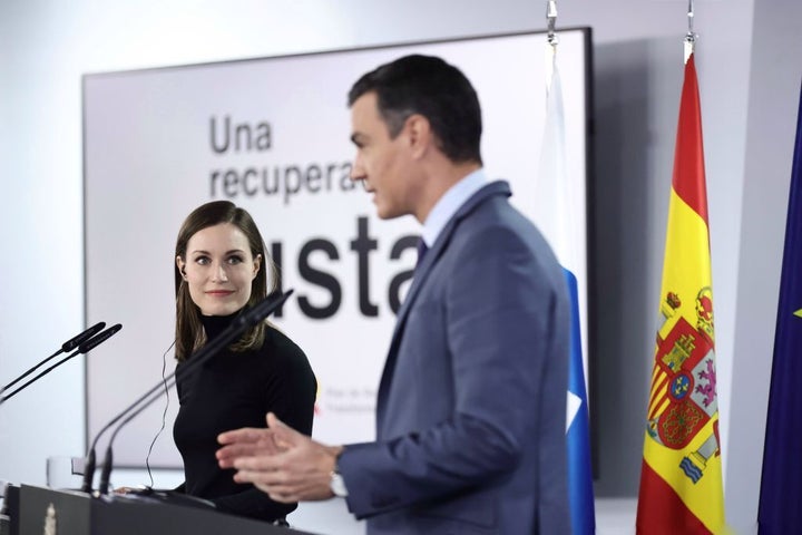 Sanna Marin y Pedro Sánchez, en La Moncloa.