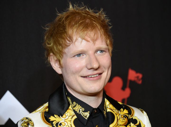 Ed Sheeran arrives at the MTV Video Music Awards on Sept. 12, 2021, in New York. The singer said recently that he hasn't carried a phone with him since 2015.