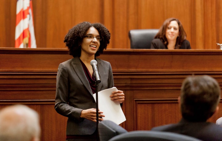 In this Dec. 22, 2014 file photo Leondra Kruger addresses the Commission of Judicial Appointments during her confirmation hearing to the California Supreme Court in San Francisco.