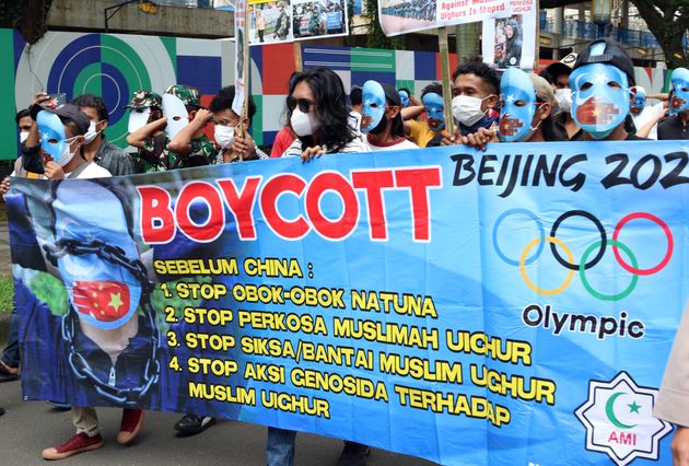 フィリピンで実施された北京五輪ボイコットを求めるデモ