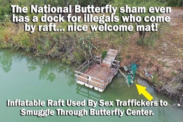 Treviño-Wright said a doctored image of rafts at the butterfly center's dock was shared online in 2019.
