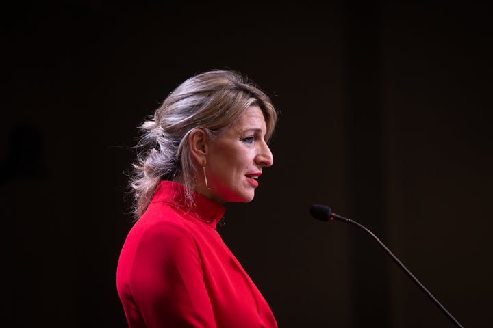 Yolanda Díaz, en un acto este jueves.