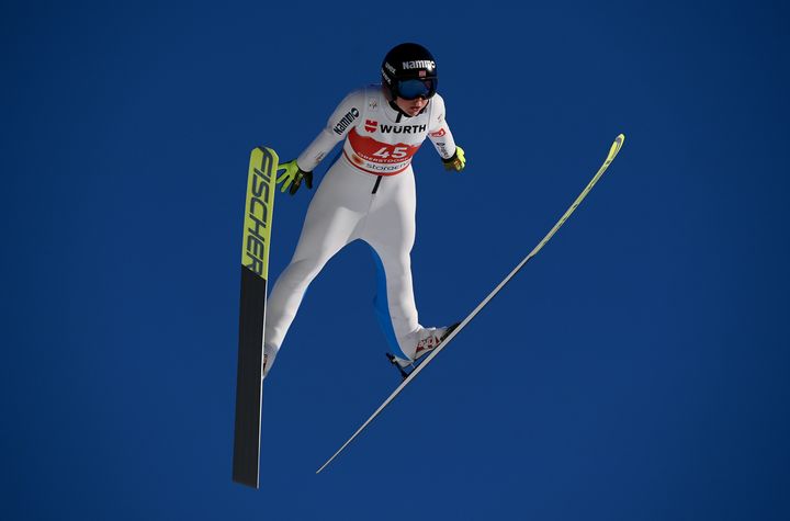 Maren Lundby training for an event in Germany in March 2021.