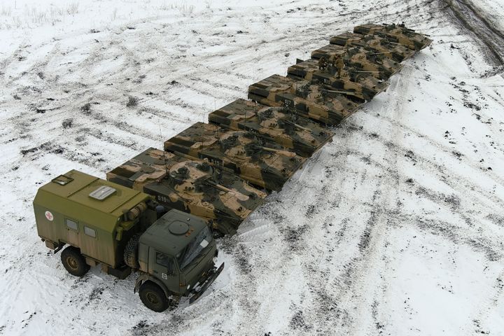 Russian forces gathering near the Ukrainian border