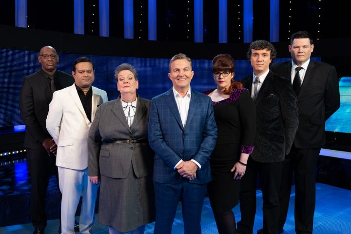 Bradley Walsh (centre) with the cast of The Chase