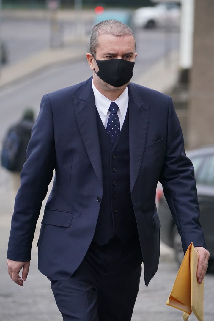 Alan Carr's husband Paul Drayton arrives at Brighton and Hove Magistrates Court for sentencing. He has pleaded guilty to driving a motor vehicle when alcohol level above limit after drunkenly reversing into a police car. Picture date: Wednesday January 26, 2022.