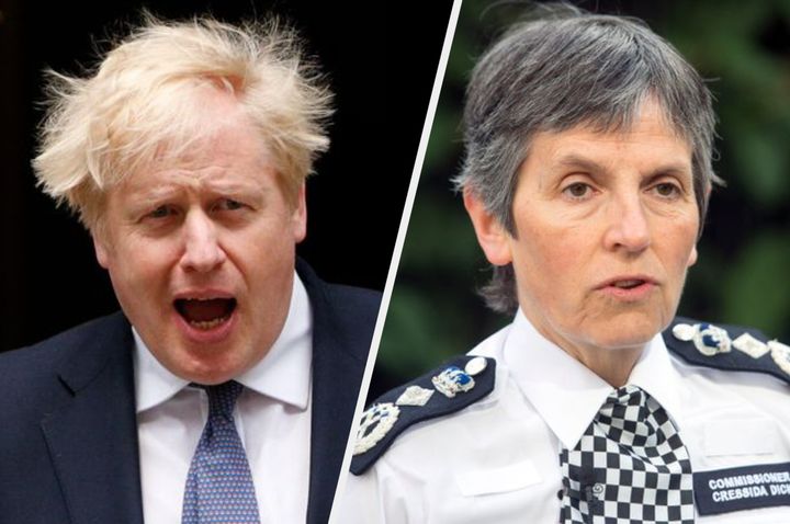 Prime Minister Boris Johnson and Met Police Commissioner Cressida Dick