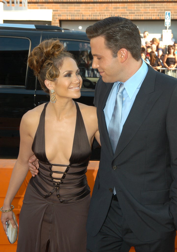 Ben Affleck and Jennifer Lopez at the Gigli California Premiere in Westwood, California, in 2003.