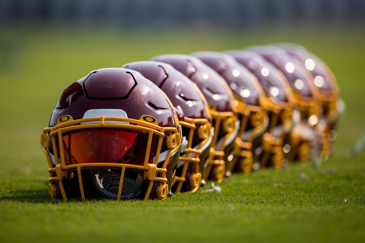 Helmets from the Washington Football Team hadn't had a logo to sport.