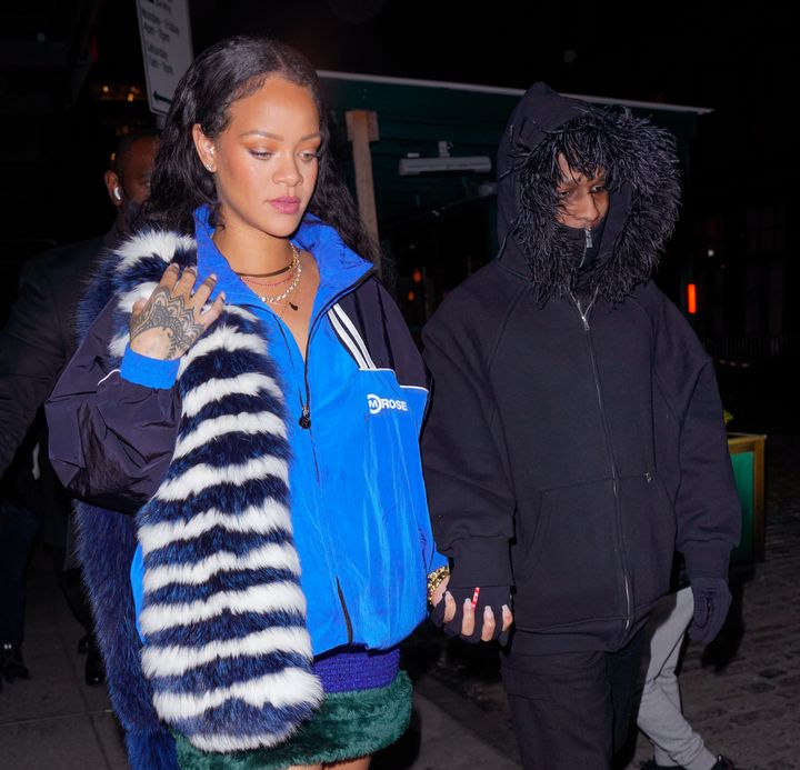 Rihanna and A$AP Rocky on a date in January, pre-pregnancy announcement.