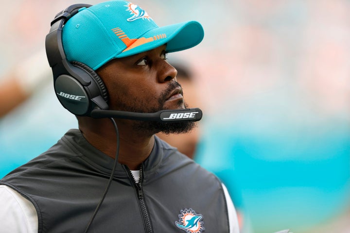 Miami Dolphins head coach Brian Flores looks on during the first quarter against the New York Jets on Dec. 19.