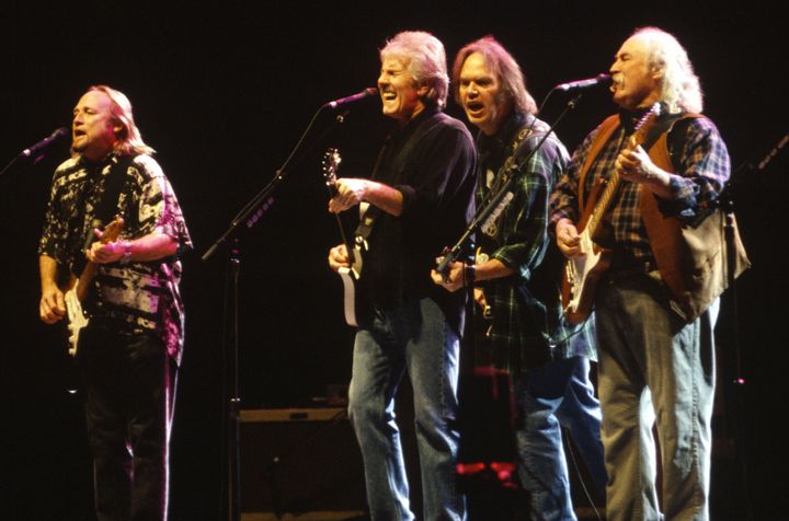 Stephen Stills, Graham Nash, Neil Young and David Crosby in 2000. 