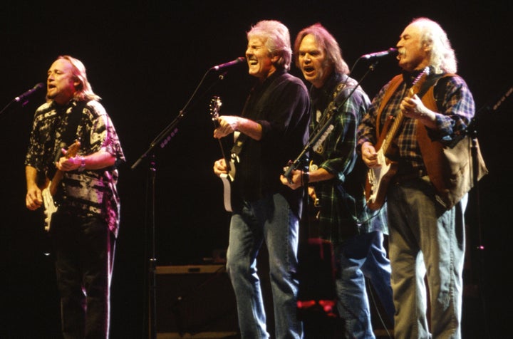 Stephen Stills, Graham Nash, Neil Young and David Crosby in 2000.