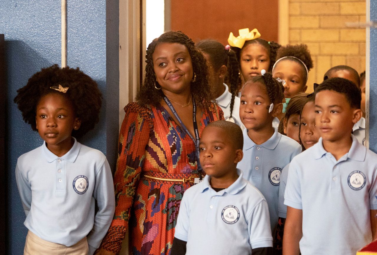 "Abbott Elementary" creator Quinta Brunson stars in the ABC series as Janine Teagues, an optimistic first-year teacher at an underfunded public school in West Philadelphia.