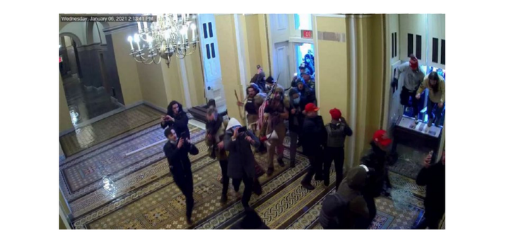 Aaron Mostofsky is spotted in security footage entering the Senate wing of the Capitol with rioters.